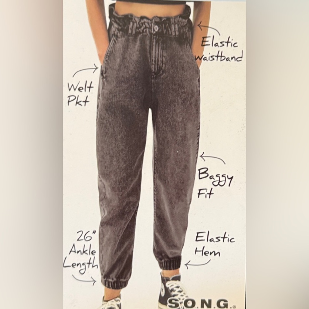 🔥S.O.N.G Baggy Black Denim Jugger